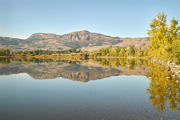 Osoyoos Fall Color Reflections. A quiet morning on Osoyoos Lake, British Columbia, Canada.