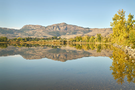 Osoyoos Fall Color Reflections. A quiet morning on Osoyoos Lake, British Columbia, Canada.