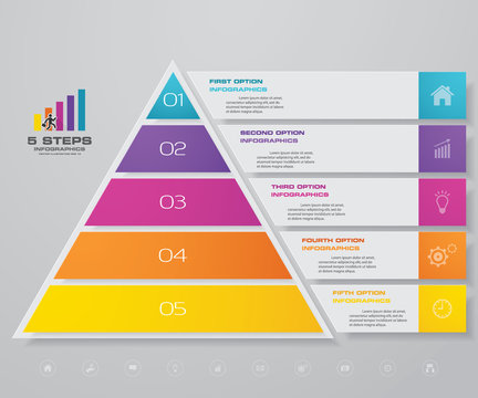 5 steps pyramid with free space for text on each level. infographics, presentations or advertising. EPS10.	