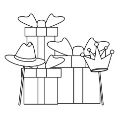 party mask fun decoration cartoon in black and white