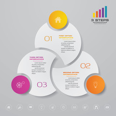 3 steps infographics chart design element. For data presentation.