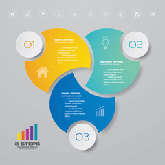 3 steps infographics chart design element. For data presentation.
