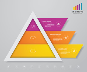 3 steps pyramid with free space for text on each level. infographics, presentations or advertising. EPS10.	