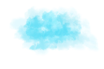 Blue sky color powder explosion on white background.