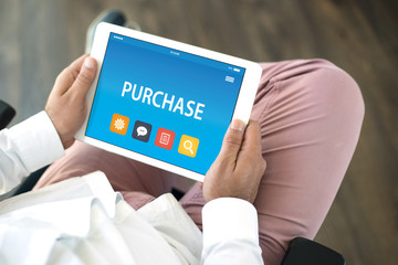 PURCHASE CONCEPT ON TABLET PC SCREEN
