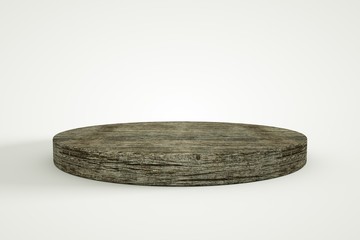 3d rendering wood podium minimal white wall scene