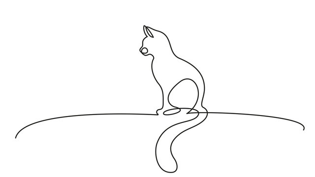 One Line Art Drawings Cat Amalia Saephan