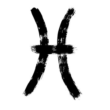 Pisces zodiac sign. Hand painted design vector illustration. Pisces horoscope sign, symbol, icon for your design. Hand drawn vector illustration