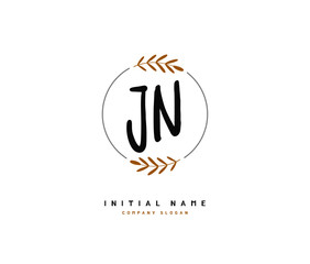 J N JN Beauty vector initial logo, handwriting logo of initial signature, wedding, fashion, jewerly, boutique, floral and botanical with creative template for any company or business.