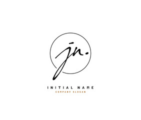 J N JN Beauty vector initial logo, handwriting logo of initial signature, wedding, fashion, jewerly, boutique, floral and botanical with creative template for any company or business.