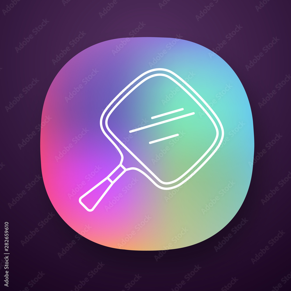 Poster hand mirror app icon. small mobile tool for self-shaving and makeup. hairstylist accessory. ui/ux us