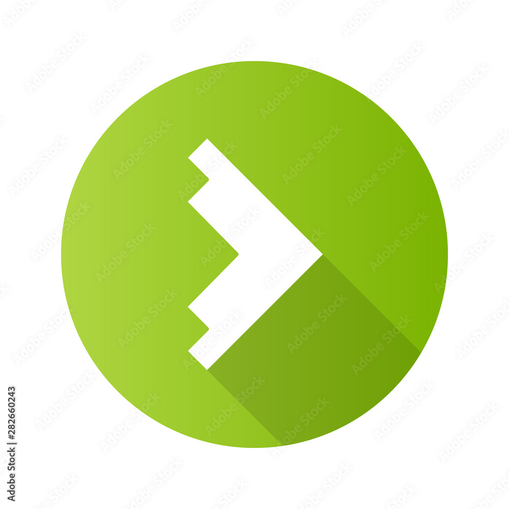Poster right arrowhead flat design long shadow glyph icon. forward triangular arrow. next. navigation point