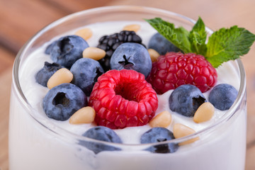 Natural Greek yogurt and wild berries