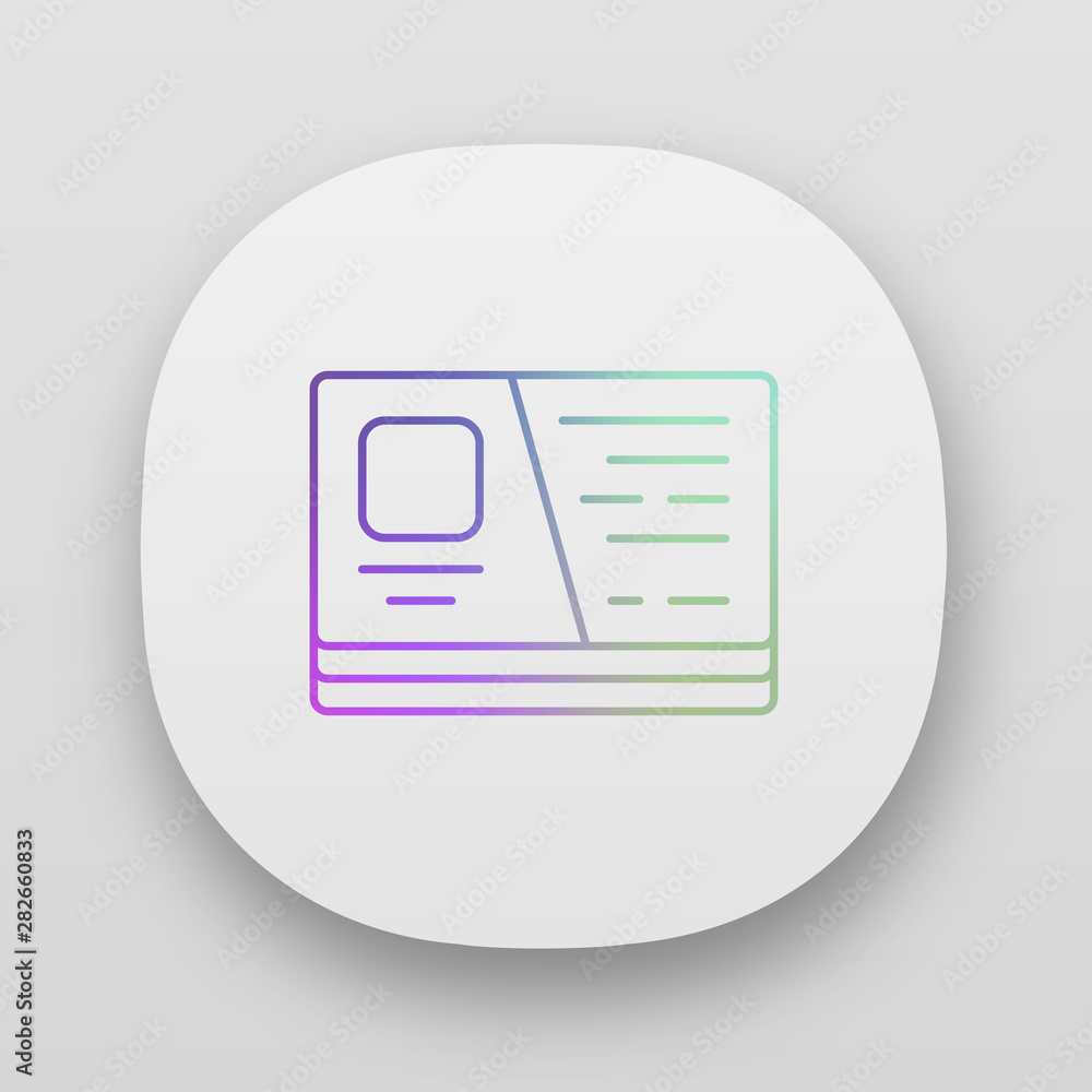 Poster visiting cutaway, business card app icon. ui/ux user interface. web or mobile application. entrepren