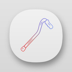 Walking cane, stick app icon. Mobility aid device for disabled people. Senior, elderly person walking assistance. UI/UX user interface. Web or mobile applications. Vector isolated illustrations