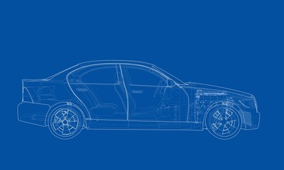 Naklejka na ściany i meble Concept car. Vector rendering of 3d