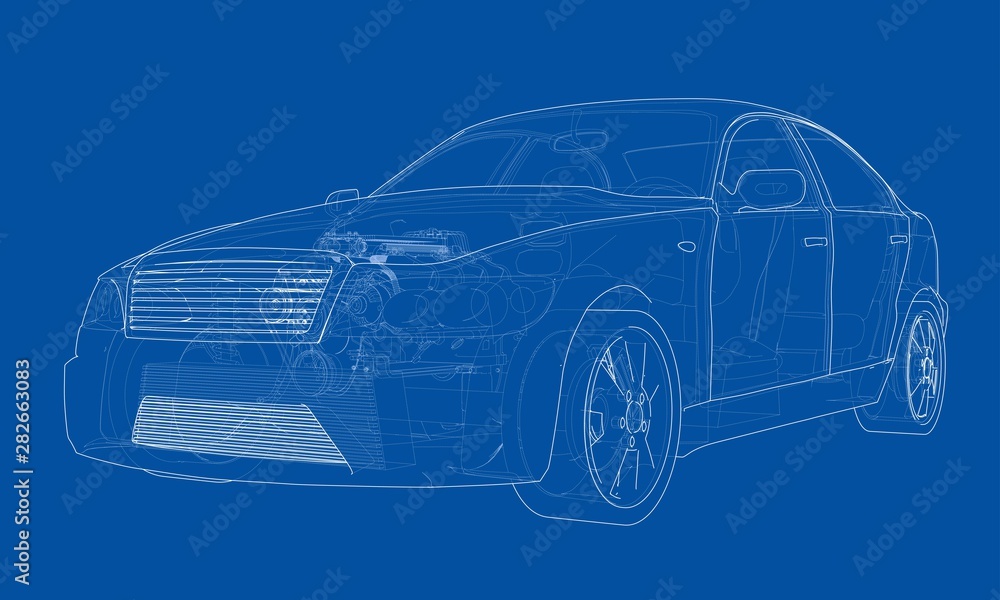 Poster concept car. vector rendering of 3d