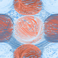 Seamless pattern with abstract tangled clews in orange,blue colors