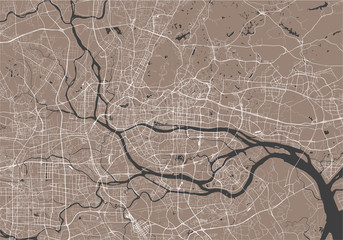 vector map of the city of Guangzhou, Canton, Kwangchow, People's Republic of China