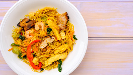 Singapore Noodles With Egg Fried Rice