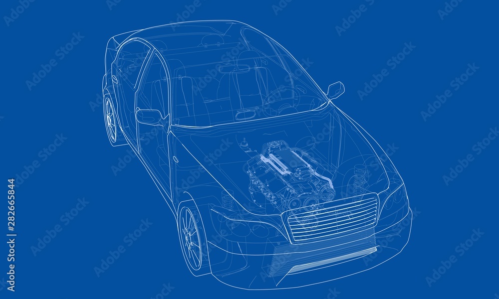 Poster concept car. vector rendering of 3d