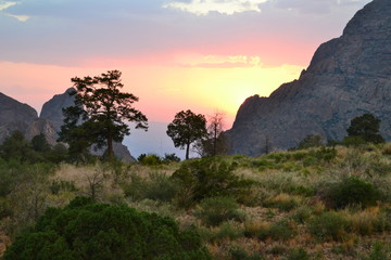 landscape, sunset, mountain,