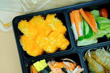 Japanese food bento box rice and vegetables with other cuisine