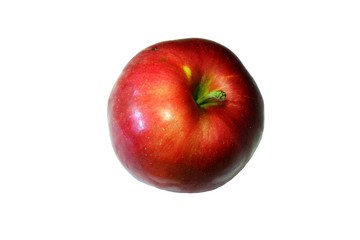 One fresh red apple isolated on white background closeup