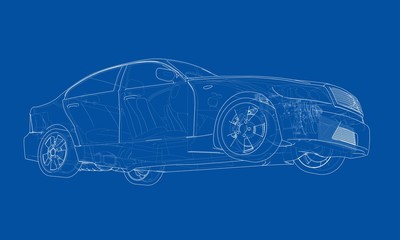 Concept car. Vector rendering of 3d