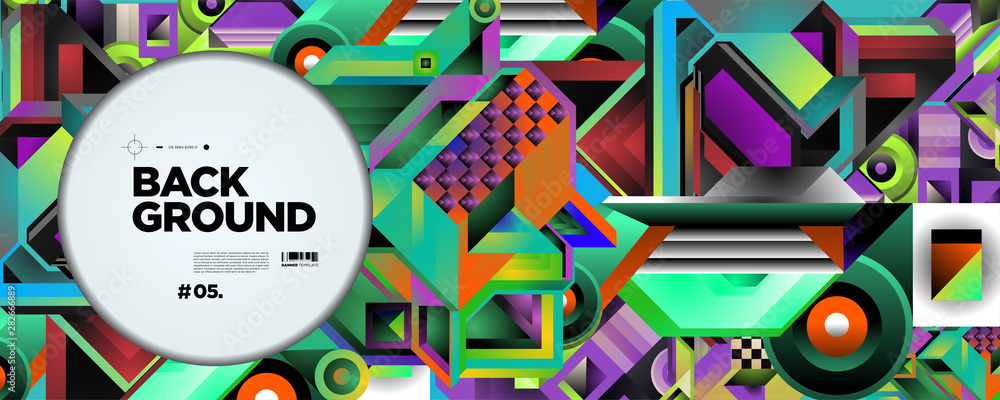 Poster colorful abstract banner template with dummy text for web design, landing page, and print material.
