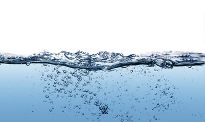 Blue water wave isolated on white background.