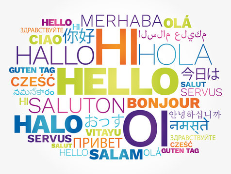 Hello concept word cloud in different languages of the world