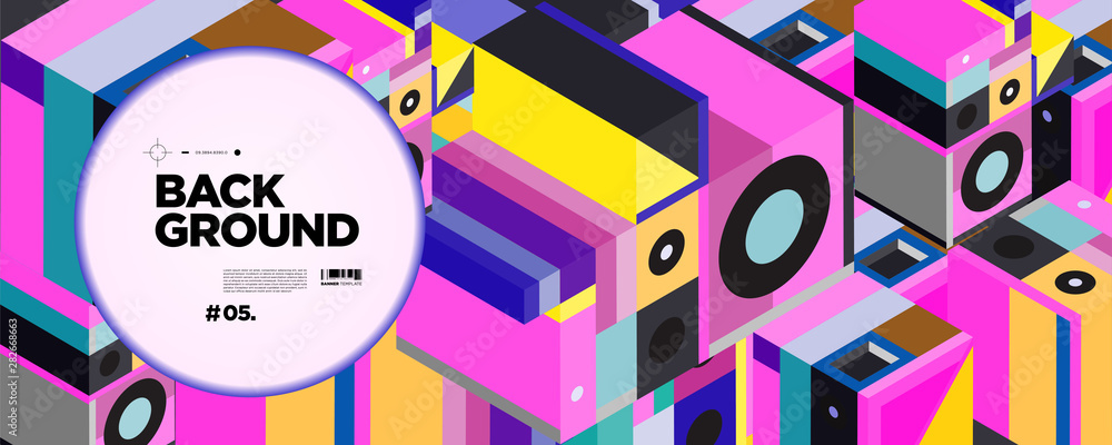 Poster colorful abstract banner template with dummy text for web design, landing page, and print material.