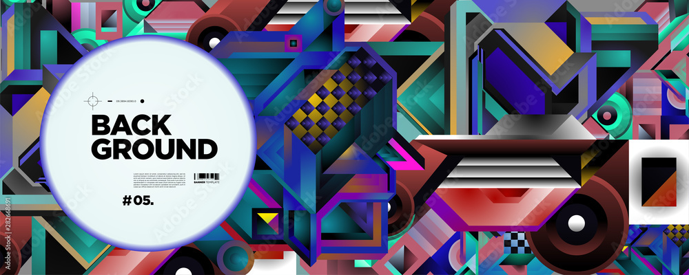 Poster colorful abstract banner template with dummy text for web design, landing page, and print material.