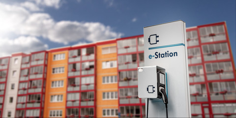 Charging station for electric cars in the residential area