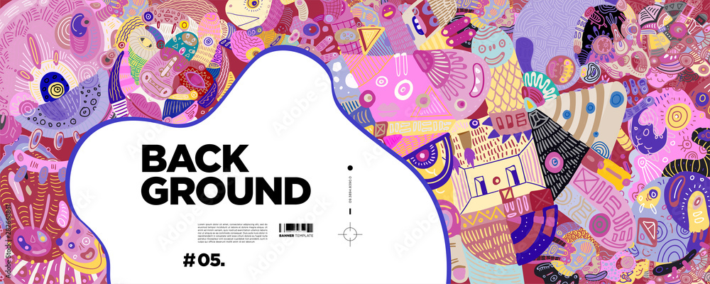 Poster colorful abstract banner template with dummy text for web design, landing page, and print material.
