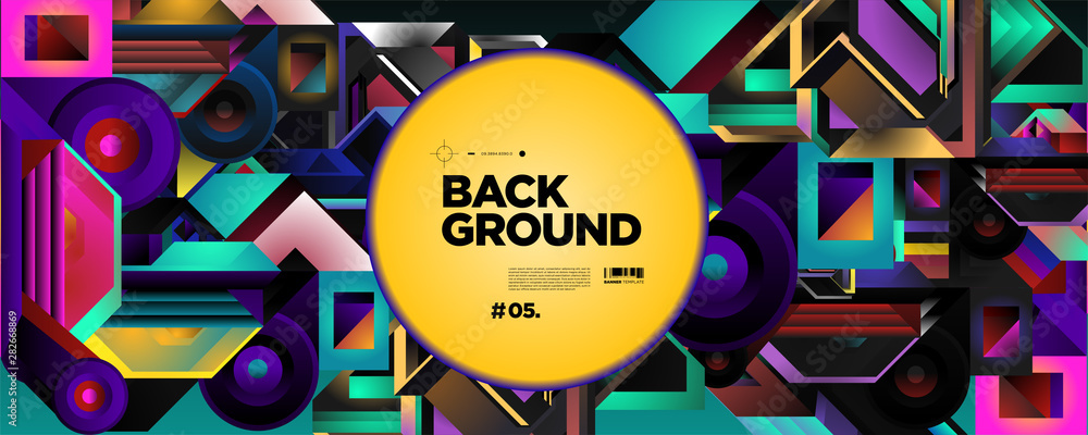 Poster colorful abstract banner template with dummy text for web design, landing page, and print material.