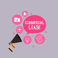 Word writing text Commercial Lease. Business concept for refers to buildings or land intended to generate a profit.