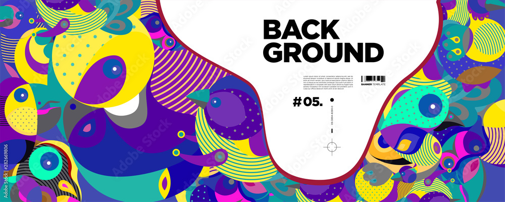 Aufkleber colorful abstract banner template with dummy text for web design, landing page, and print material.
