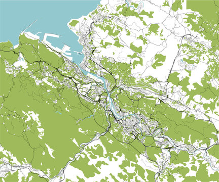 vector map of the city of Bilbao, Basque Country, Spain