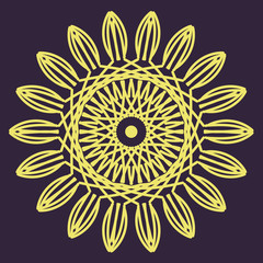 Beautiful mandala yellow in the form of a solar flower