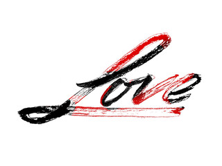 Love lettering handwritten inscription love word brushspan