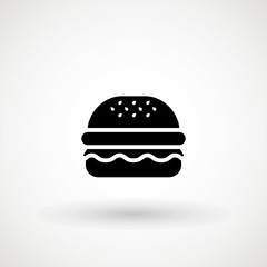 Sandwich Burger Hamburger icon illustration web site mobile logo app UI design, meat, beef, food, lettuce, sandwich, meal, grilled, tomato, bun, snack, onion, cheese sign symbol. Fast food vector.