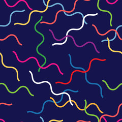 Colorful Wavy Line on Dark Pattern seamless Pattern vector