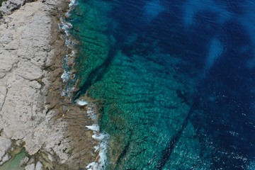 Aerial view to ocean and coast
