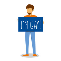 Male person coming out vector isolated. Homosexual adult