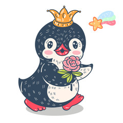Funny cartoon penguin