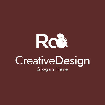 Letter RO chick logo icon, smile little chicken, Vector illustration