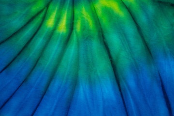 Tie Dye green and blue color , abstract texture and background , hippie and reggae style .