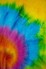 Tie Dye rainbow color , abstract texture and background , reggae style .